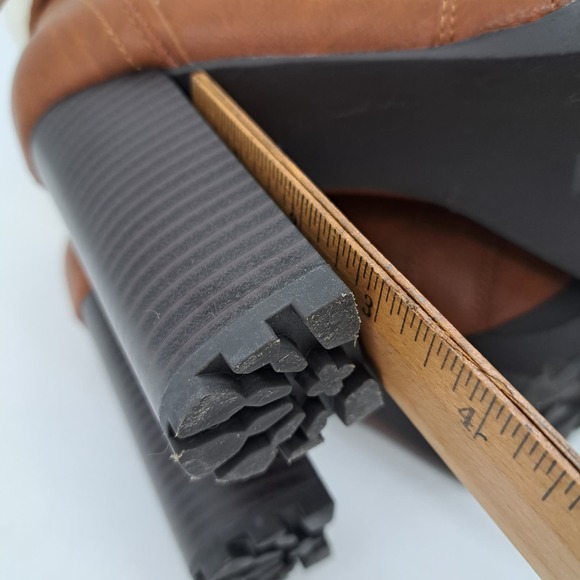 Just Fab Shandee Sherpa Block High Heel Boots Sherpa Trim Lug Sole 7 - Picture 8 of 10